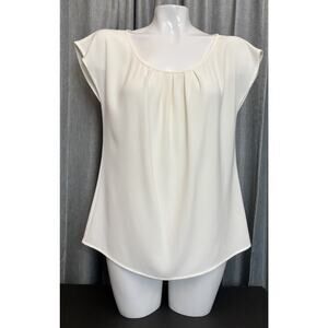 St. John Short Sleeve White Blouse Top Size Small